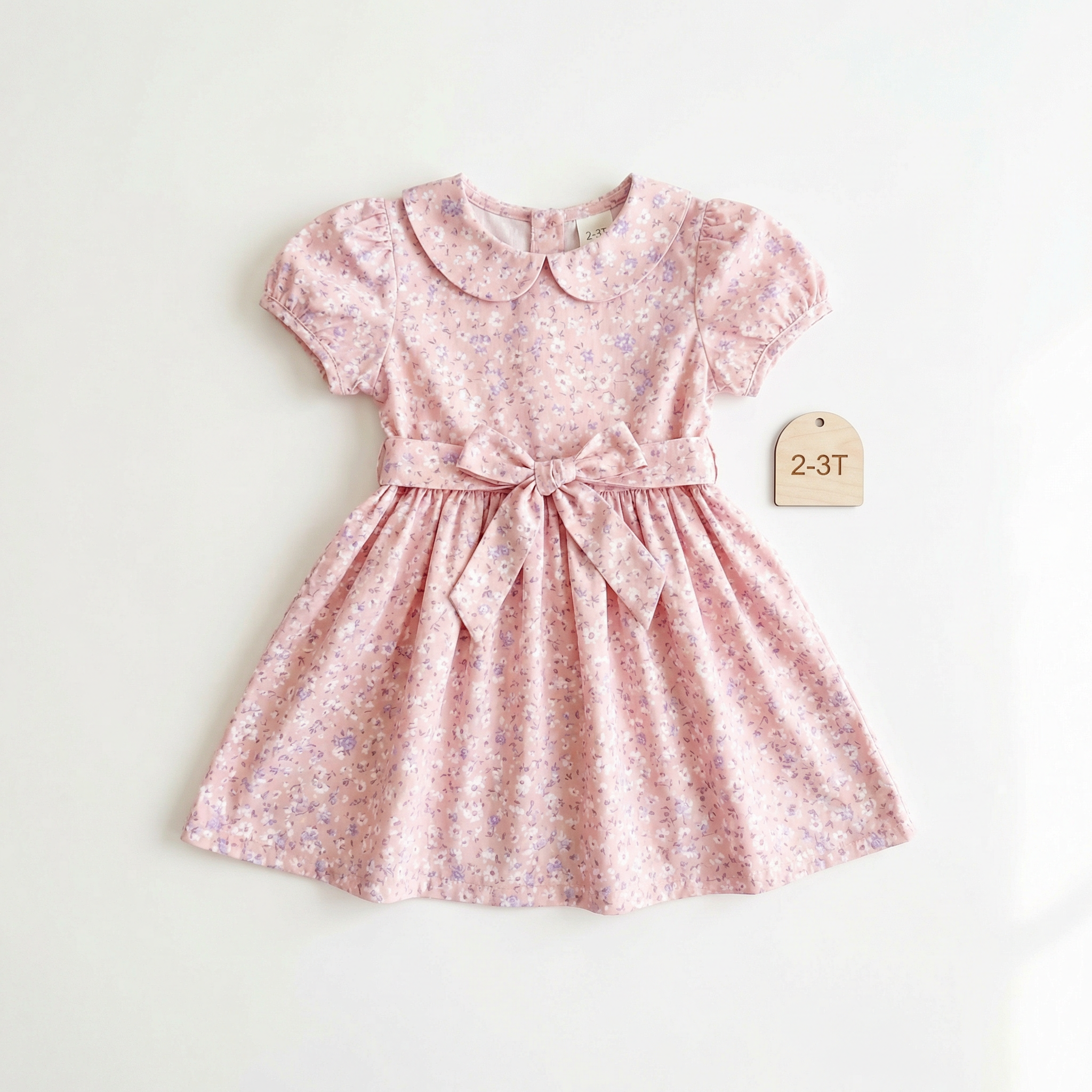 Vestido Floral Rosa con Moño